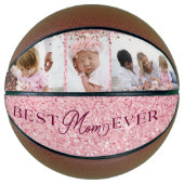 Best mam ooit roze glitter Photo Collage Basketbal (Voorkant)