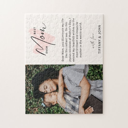 Best mam ooit roze hartlijnbericht legpuzzel (Verticaal)