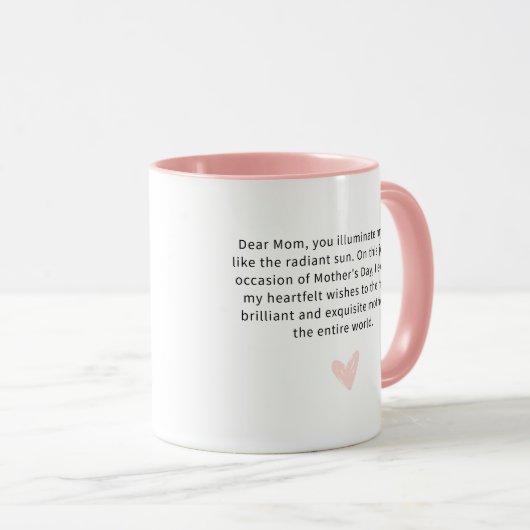 Best mam ooit roze hartlijnbericht mok (Voorkant rechts)