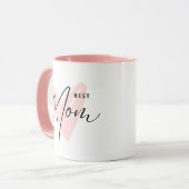Best mam ooit roze hartlijnbericht mok (Voorkant links)