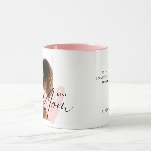 Best mam ooit roze hartlijnbericht mok (Midden)