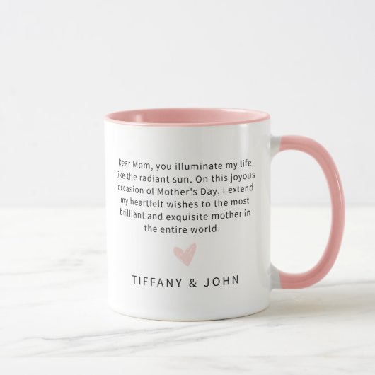 Best mam ooit roze hartlijnbericht mok (Rechts)