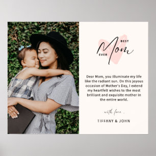 Best mam ooit roze hartlijnbericht poster