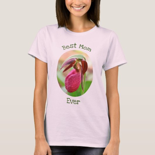 Best mam ooit roze Lady Slipper Orchid T-shirt (Voorkant)