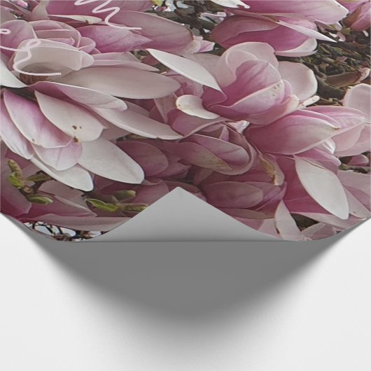 Best mam ooit roze Magnolia Flowers Floral Cadeaupapier (Hoek)