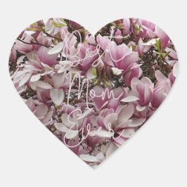 Best mam ooit roze Magnolia Flowers Floral Hart Sticker