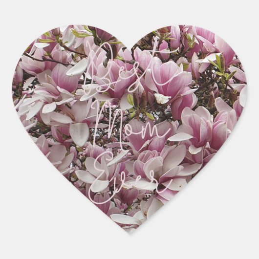 Best mam ooit roze Magnolia Flowers Floral Hart Sticker (Voorkant)