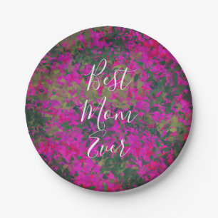 Best mam ooit roze tuinhand papieren bordje