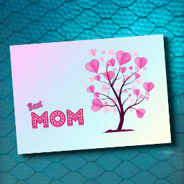 Best mam ooit roze Waterverf Boom van de Liefde Kaart