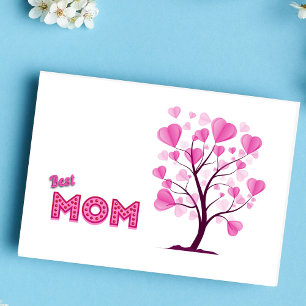 Best mam ooit roze Waterverf Boom van de Liefde Kaart