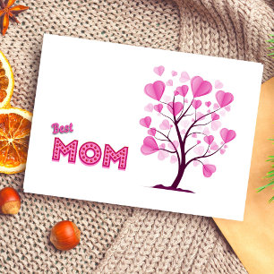 Best mam ooit roze Waterverf Boom van de Liefde Kaart