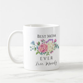 Best mam ooit roze & White Floral Koffiemok