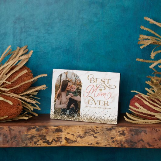 Best mam ooit script Gold Glitter Arch Foto Fotoplaat (Zijkant)