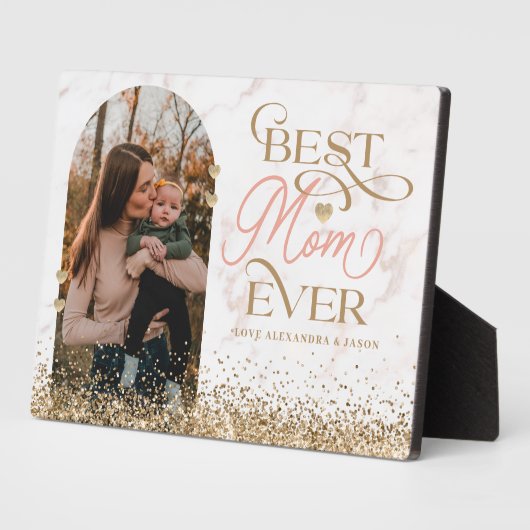Best mam ooit script Gold Glitter Arch Foto Fotoplaat (Zijkant)