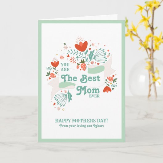 Best mam ooit, Spring Flowers Wreator Kaart (Gele Bloem)