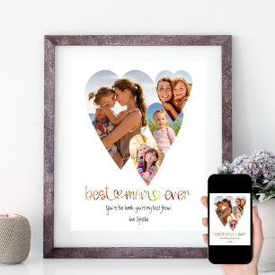Best mam ooit Typografie Art 4 Heart Shaped Photo Poster