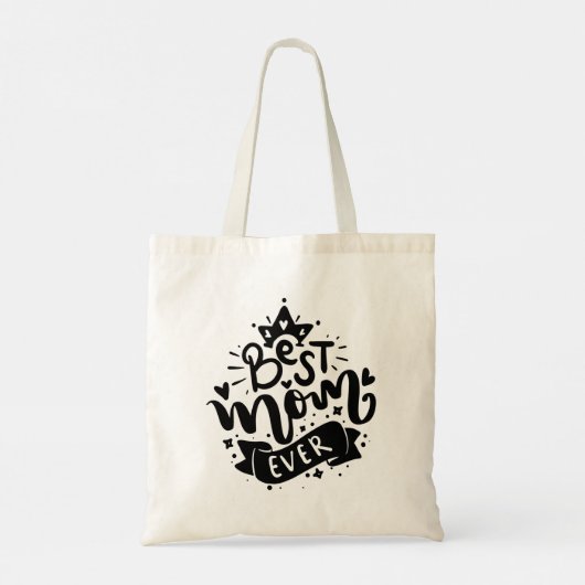 Best mam ooit Typografie Black Tot script Tote Bag (Achterkant)
