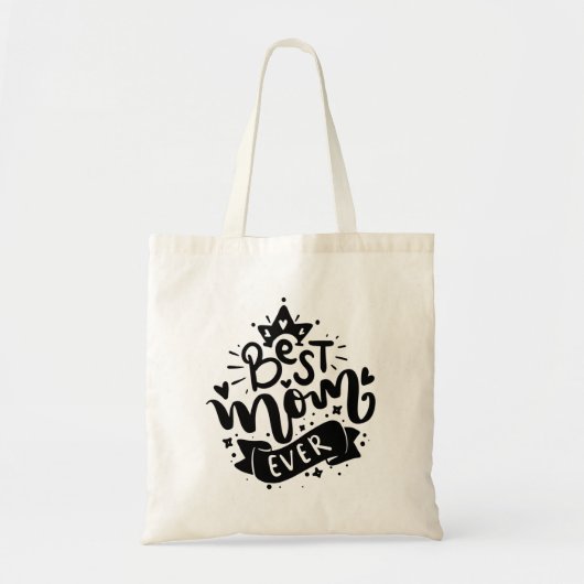 Best mam ooit Typografie Black Tot script Tote Bag (Voorkant)