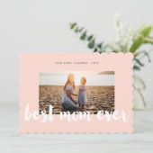 Best mam ooit White Bold Brush Script Moderne foto Feestdagenkaart (Staand voorkant)