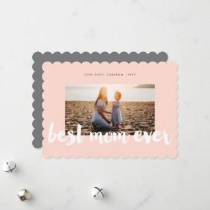 Best mam ooit White Bold Brush Script Moderne foto Feestdagenkaart