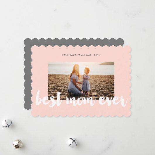 Best mam ooit White Bold Brush Script Moderne foto Feestdagenkaart (Voorkant / Achterkant in situ)