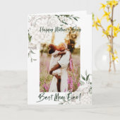 Best mam ooit White Floral Foto Moederdag Kaart (Gele Bloem)