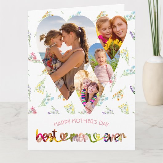 Best mam ooit Wildflower Heart Shaped Foto Kaart (Voorkant)