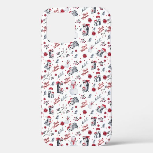 Best mam Penguin kerstpatroon Case-Mate iPhone Case (Achterkant)