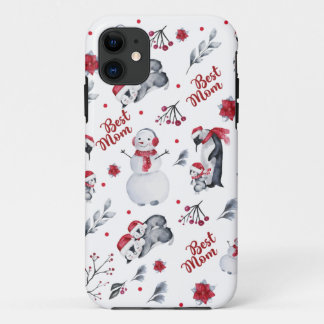 Best mam Penguin kerstpatroon Case-Mate iPhone Case