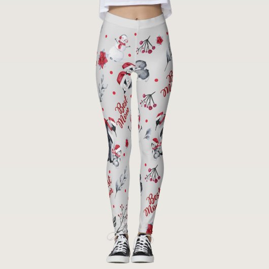 Best mam Penguin kerstpatroon Leggings (Voorkant)