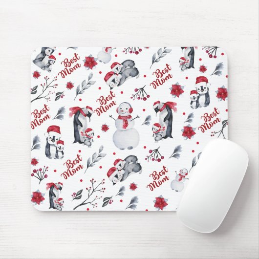 Best mam Penguin kerstpatroon Muismat (Met muis)