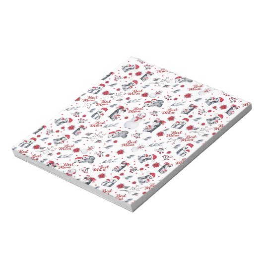 Best mam Penguin kerstpatroon Notitieblok (Linkerzijde)