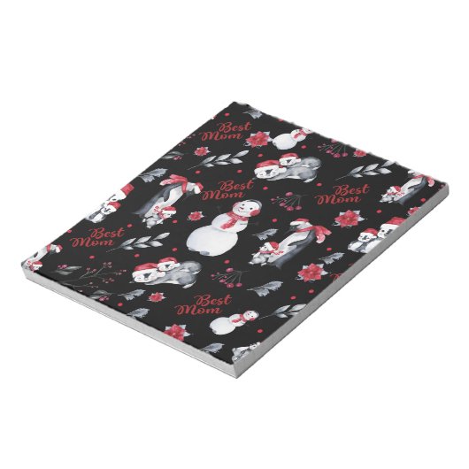 Best mam Penguin kerstpatroon Notitieblok (Linkerzijde)