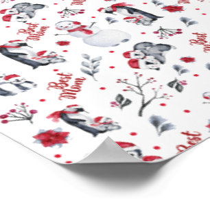 Best mam Penguin kerstpatroon Poster