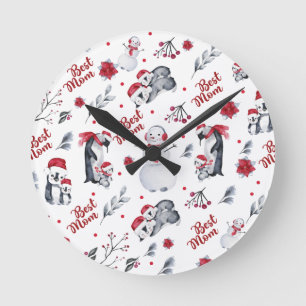 Best mam Penguin kerstpatroon Ronde Klok