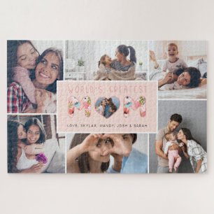 Best Mam Photo Collage & Floral Pattern Legpuzzel