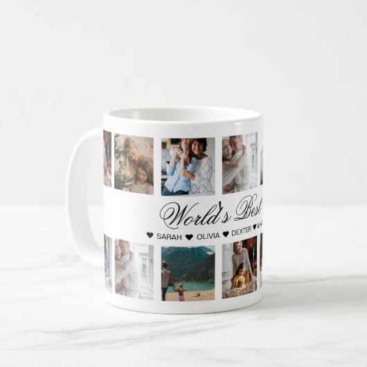 Best Mam Photo Collage van Elegant Script World Koffiemok (Voorkant links)