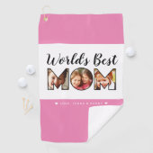 Best Mam Quote 3 Foto Collage Names Pink Golfhanddoek (Insitu)