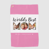 Best Mam Quote 3 Foto Collage Names Pink Golfhanddoek (Voorkant)
