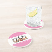 Best mam Quote 3 Foto Collage Pink Zandsteen Onderzetter (Zijkant)