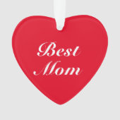 Best mam red klassiek script elegant schattig hart ornament (voorkant)