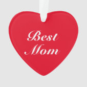 Best mam red klassiek script elegant schattig hart ornament (achterkant)