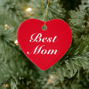 Best mam red klassiek script elegant stijlvol hart keramisch ornament