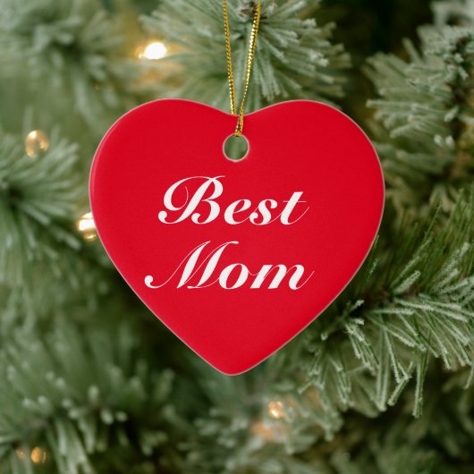 Best mam red klassiek script elegant stijlvol hart keramisch ornament (Boom)
