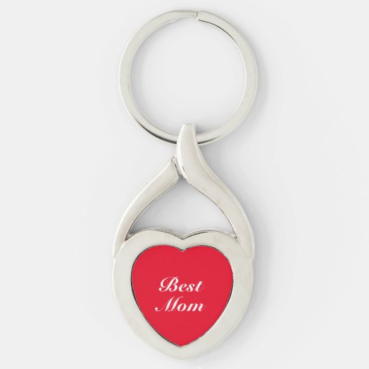 Best mam red white klassiek script elegant hart sleutelhanger (Voorkant)