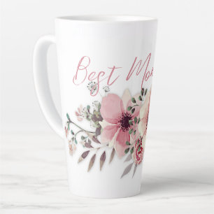 Best mam roze bloemen latte Mok