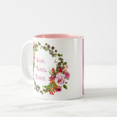 Best mam  Roze Floral Foto Moederdag Tweekleurige Koffiemok (Voorkant links)