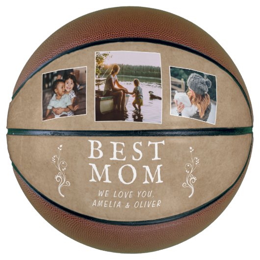 Best mam Rustic Foliage 3 Aangepaste foto's Moeder Basketbal (Voorkant)