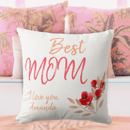 Best Mam Script Red Waterverf Roos Floral Kussen