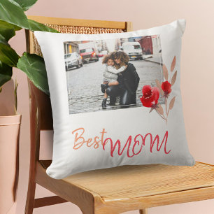 Best mam Script Waterverf Flower Photo Floral Kussen